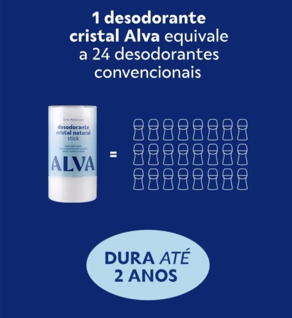 Alva Desodorante Stick Cristal Natural - 24 hrs de proteção 120g - Image 3