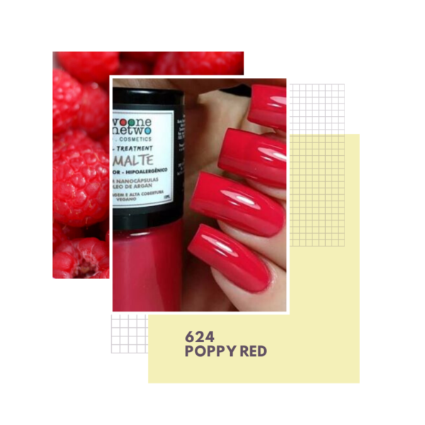 Esmalte Hipoalergênico Vegano Fortalecedor 10ml POPPY RED (1624) TwooneOnetwo - Image 2