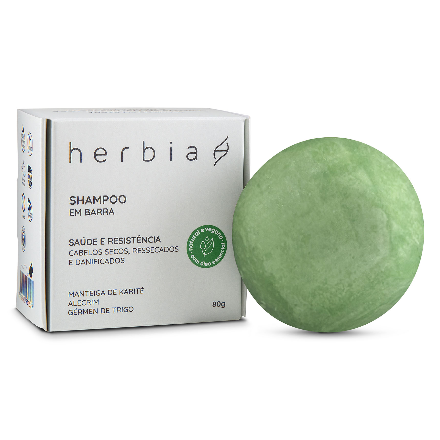 Shampoo em Barra para Cabelos Secos, Ressecados e Danificados Herbia