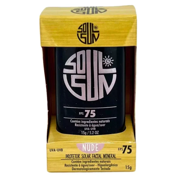 Protetor Solar Facial Físico Mineral em Bastão FPS 75 - SOUL SUN®- 15g