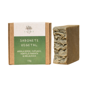 Sabonete Vegetal de Argila Verde, Hortelã Pimenta e Melaleuca - Baobá Saboaria 110g