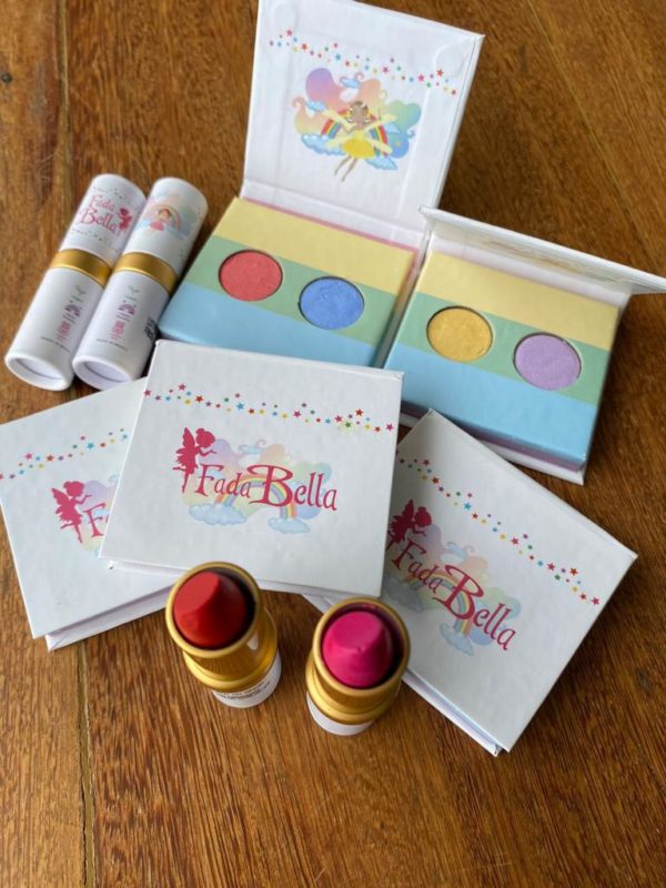 Kit de 1 batom vermelho e 1 duo de sombras infantil (escolher cor) - Fada Bella