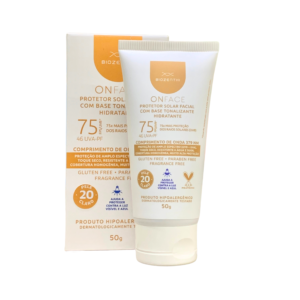 Onface Protetor Solar Facial FPS 75 com base tonalizante Claro (20) - Biozenthi 50g