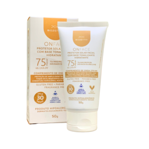 Onface Protetor Solar Facial FPS 75 com base tonalizante Médio (30) - Biozenthi 50g