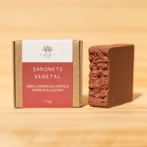 Sabonete Vegetal de Argila Vermelha, Hortelã, Pimenta e Alecrim - Baobá Saboaria 110g