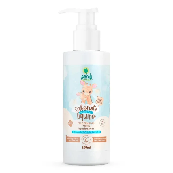 Sabonete Líquido Probiótico Neutro para Pele Sensível Infantil - Verdi 200ml