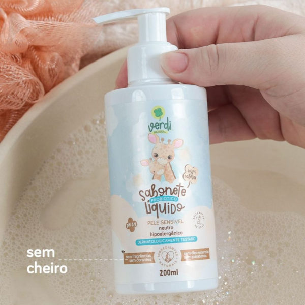 Sabonete Líquido Probiótico Neutro para Pele Sensível Infantil - Verdi 200ml - Image 3