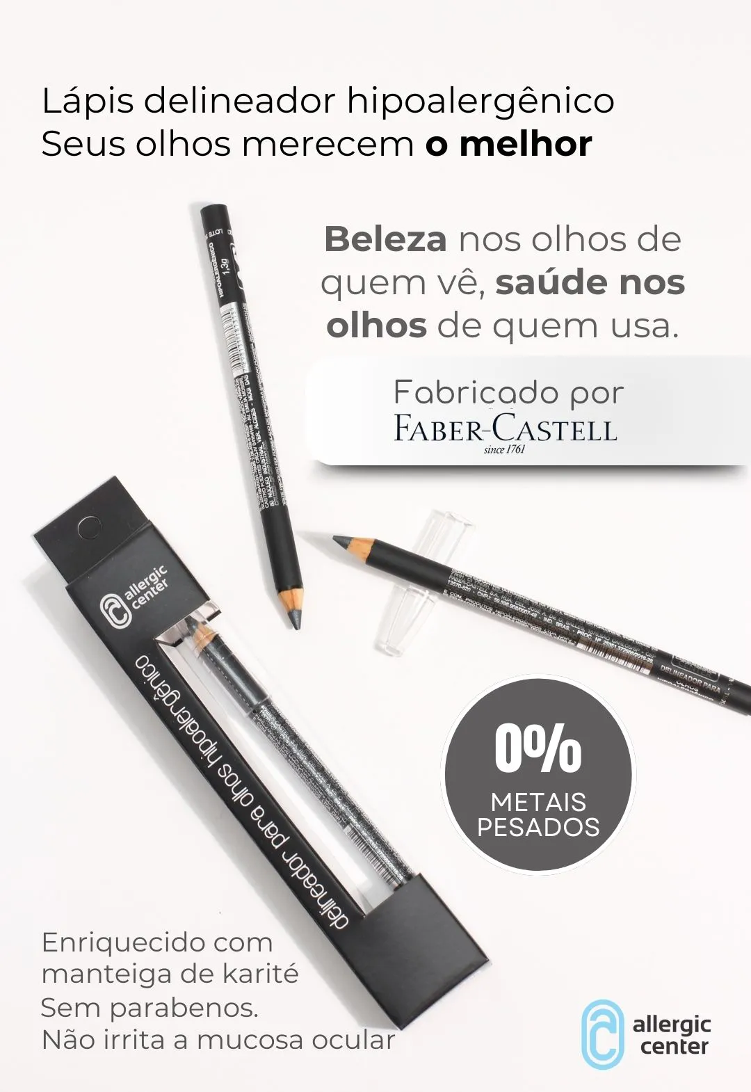 Lápis Delineador para olhos Preto - Allergic Center - Imagem 2